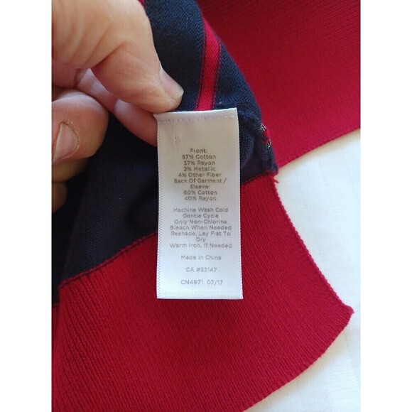Talbots metallic striped sweater 2X plus gold button trim navy red nautical - Picture 7 of 9